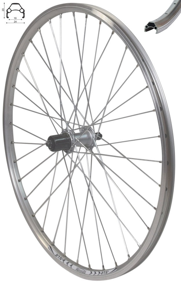 REDONDO 27,5 Zoll Hinterrad Silber Hohlkammerfelge mit Shimano HB TX50