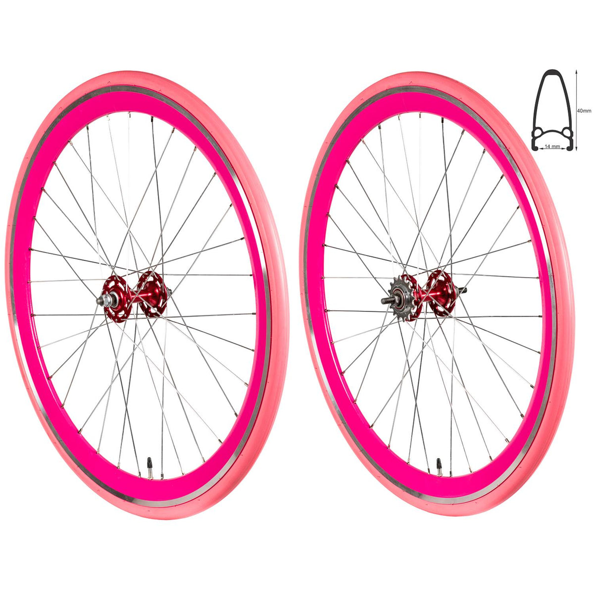 REDONDO 24 Zoll Laufrad Set (Hinterrad & Vorderrad)  Alu-Felgen Silber,  Fr Felgenbremsen, Universell Rennrad Hinterrad 28 Zoll