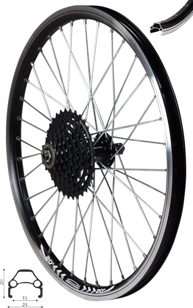 Chamber Rim 24 REDONDO 20 inch rear wheel black hollow chamber rim with 8-speed casse ...
