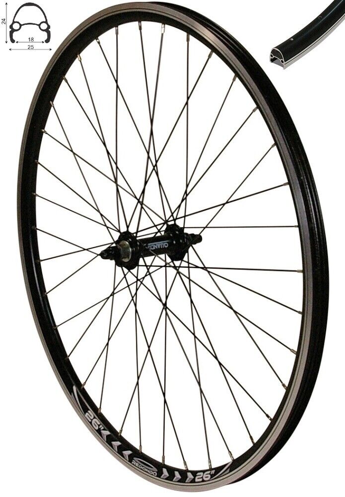 26 zoll mountainbike laufrad REDONDO 26 Zoll Vorderrad Schwarz Hohlkammerfelge – redondo