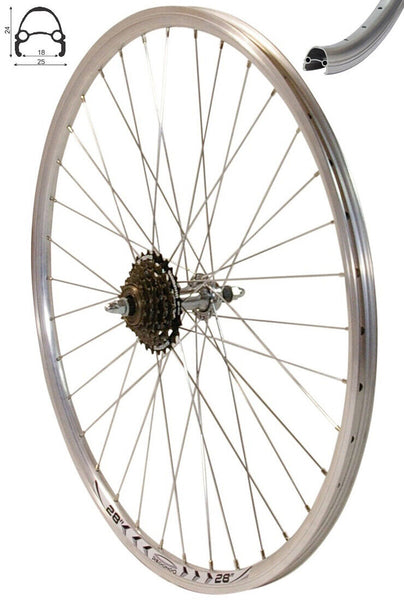 fahrrad hinterrad 28 zoll 6 gang REDONDO 28 Zoll Hinterrad Silber Hohlkammerfelge mit 6-fach Kranz – redondo