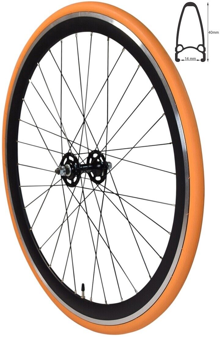 fahrrad orange 28 zoll REDONDO 28 Zoll Vorderrad Schwarz Orange Singlespeed Fixie mit Reifen – redondo