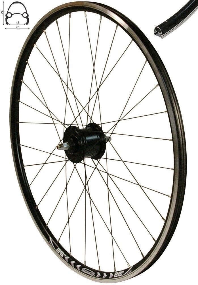 REDONDO 26 Zoll Vorderrad Schwarz mit Shimano Nexus Nabendynamo – redondo