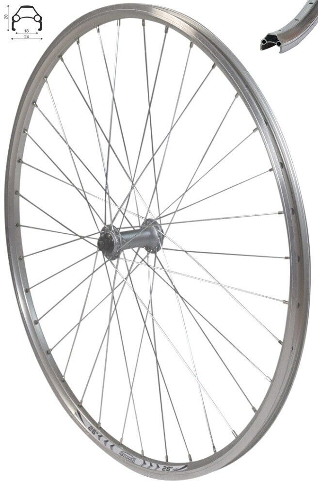 REDONDO 26 inch front wheel silver hollow chamber rim with Shimano HB ...