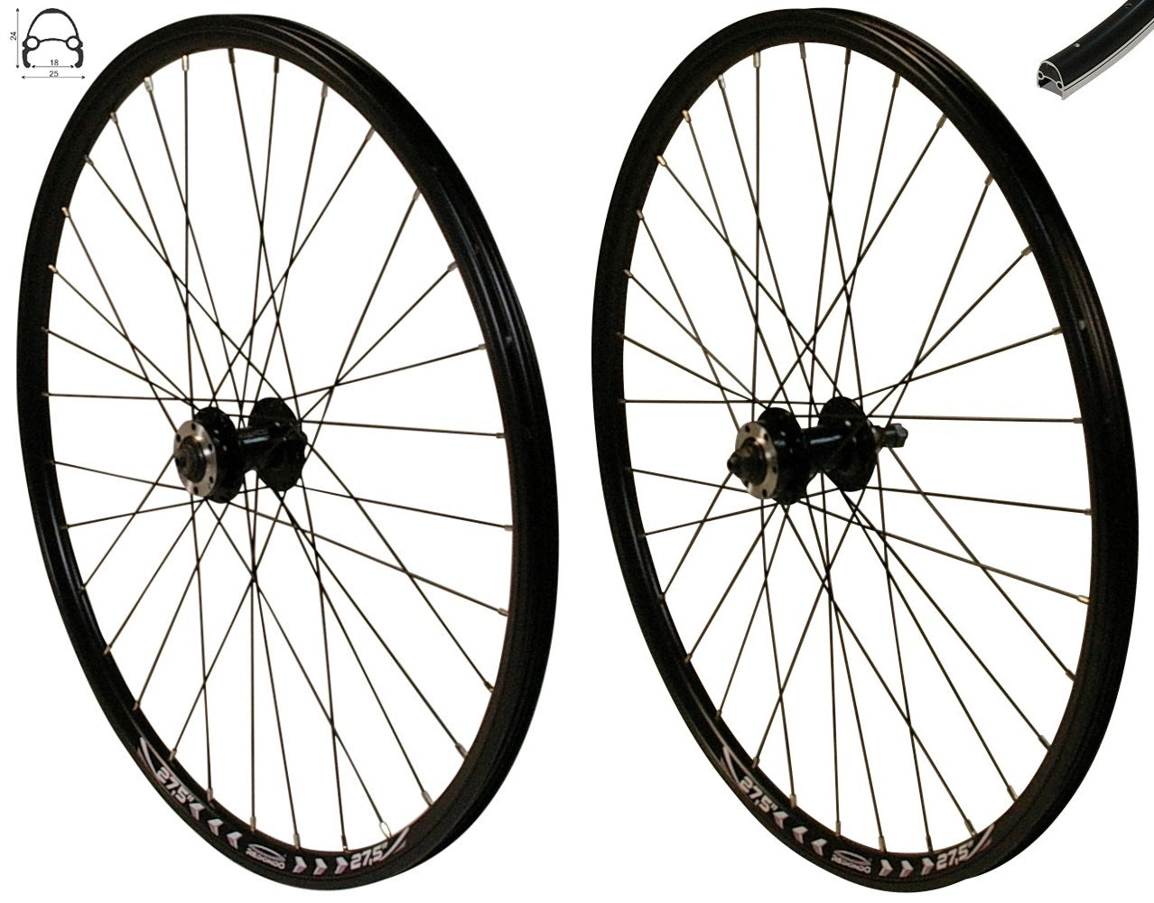 27.5 Rims REDONDO 27.5 inch wheel set rear wheel and front wheel black hollow ch ...
