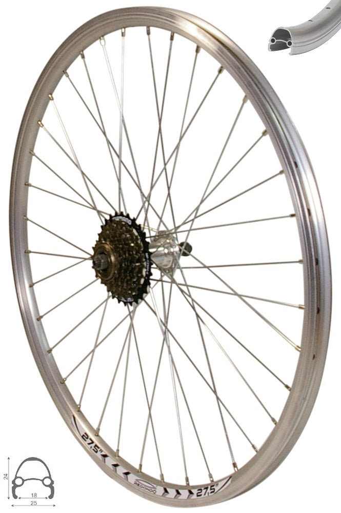 REDONDO 27.5 inch rear wheel silver hollow chamber rim with 6-speed ri ...