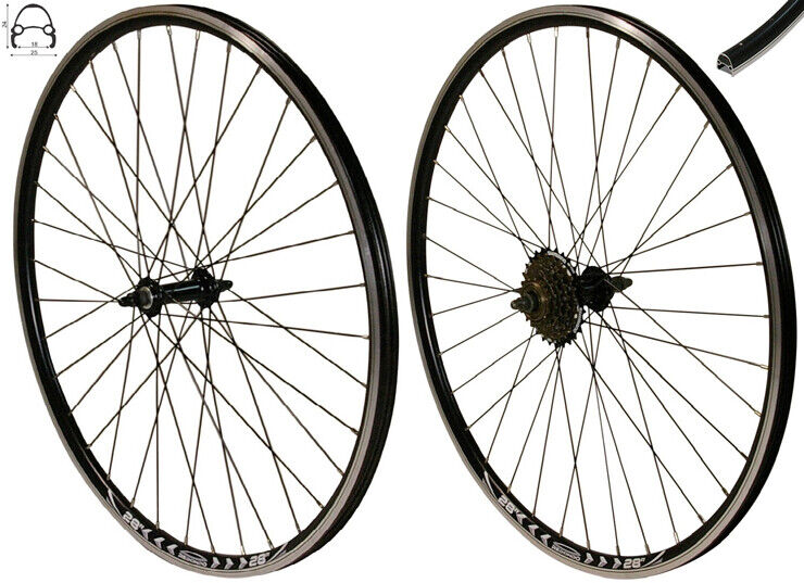rennrad laufrad 6 fach REDONDO 28 Zoll Laufrad Set Hinterrad und Vorderrad Schwarz mit 6-fach – redondo